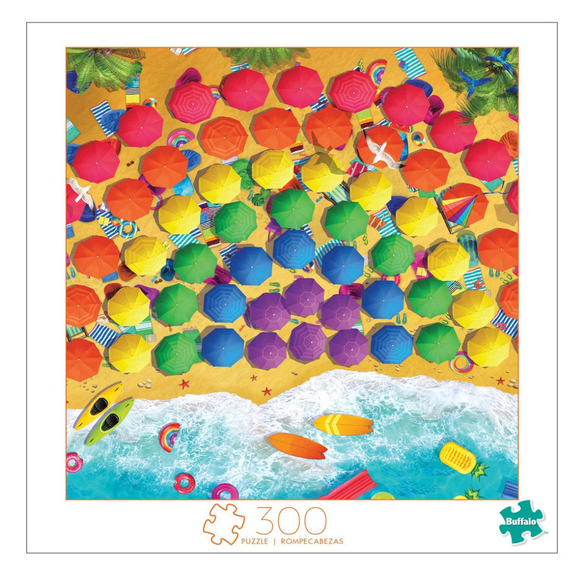 Rainbow Umbrellas: Rompecabezas de 300 piezas grandes- Buffalo Game
