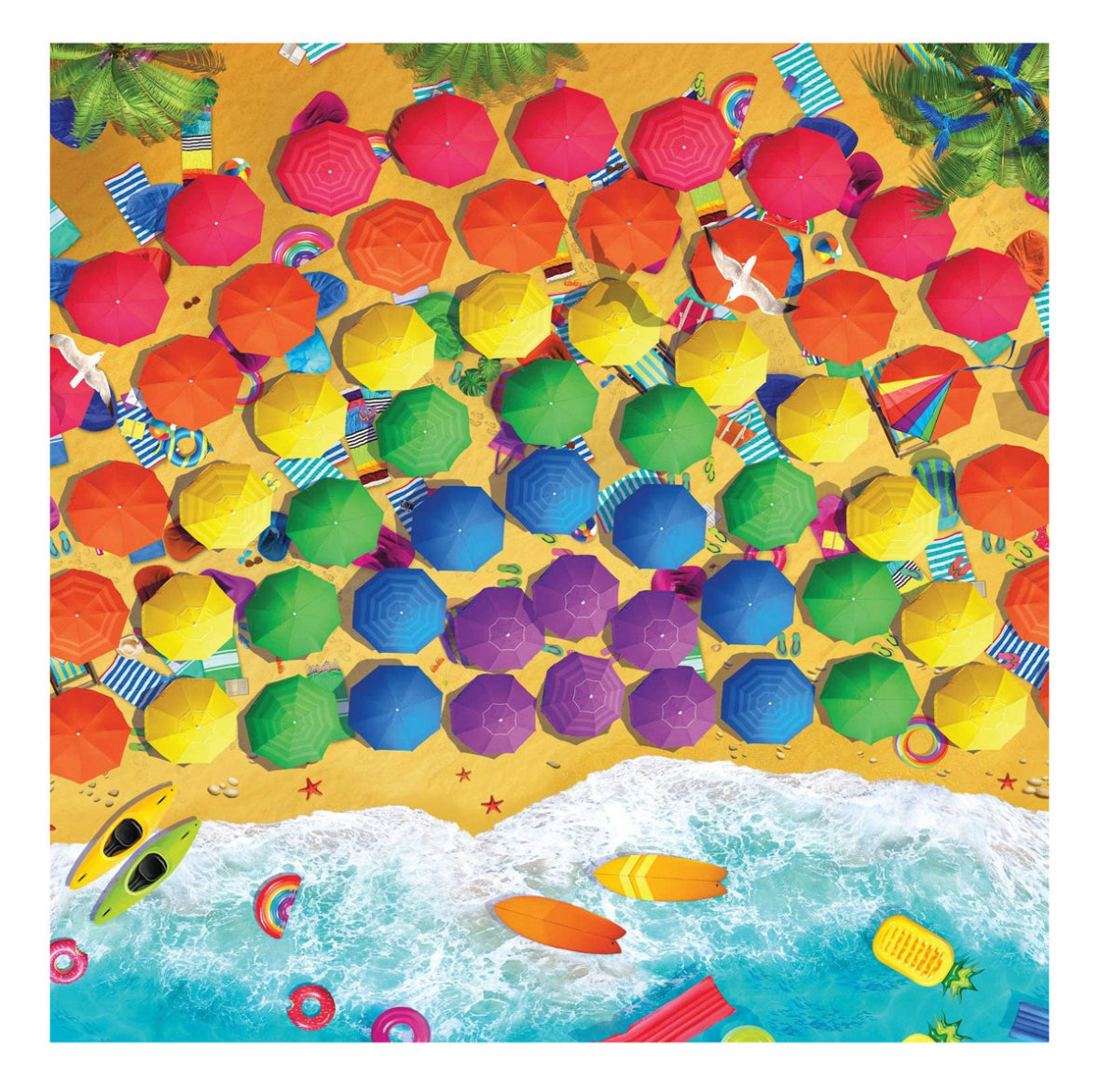 Rainbow Umbrellas: Rompecabezas de 300 piezas grandes- Buffalo Game