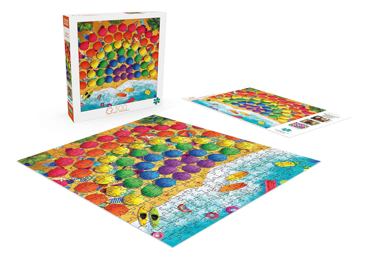 Rainbow Umbrellas: Rompecabezas de 300 piezas grandes- Buffalo Game